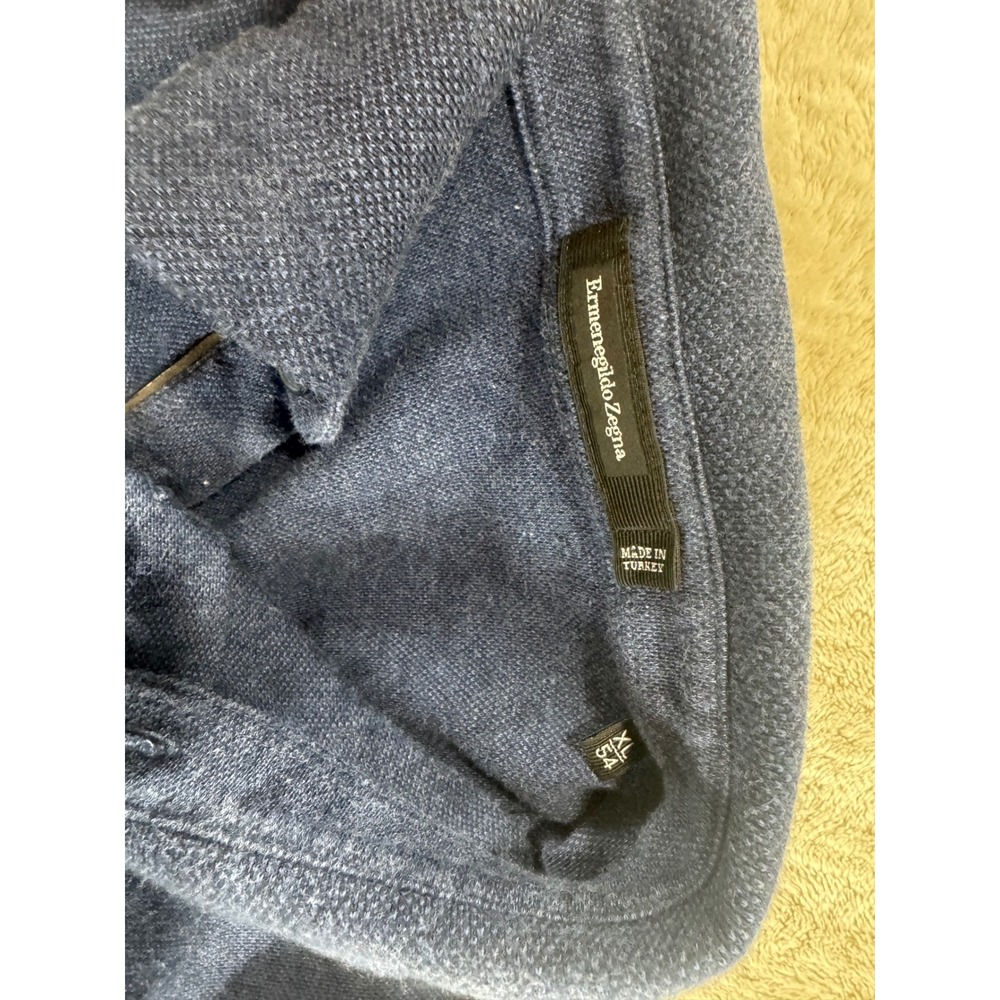 Ermenegildo Zegna Mens Blue Cotton Long Sleeve Polo Shirt XL 54 4UR344 850 - Picture 7 of 10